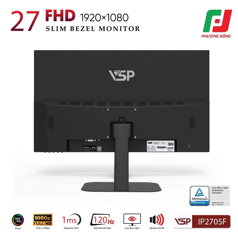 LCD 27 IN VSP IP2705F (27'', FHD, IPS, 120Hz, 1ms) PHẲNG NEW