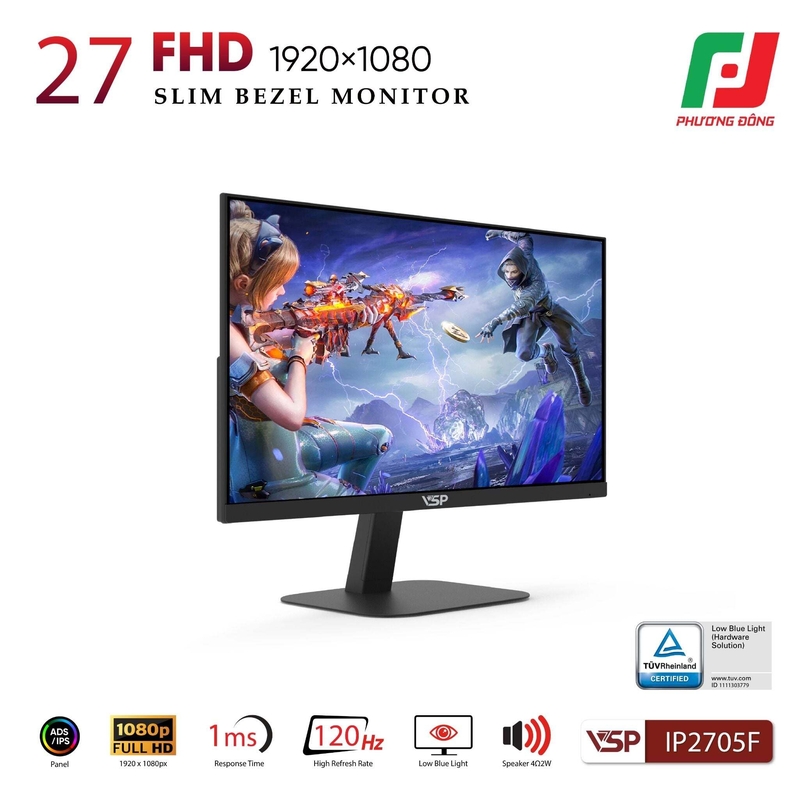LCD 27 IN VSP IP2705F (27'', FHD, IPS, 120Hz, 1ms) PHẲNG NEW